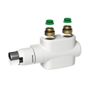 Henrad Recht onderblok (omkeerbaar links/rechts), design thermostatische kraan, 2x ¾”- ½” reductie,2x conische adapter T2121
