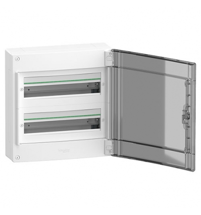 Schneider PrismaSeT XS - coffret en saillie - 2 rangées - 18M - porte transparente - blanc - LVSXM218