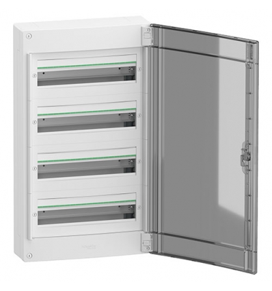 Schneider PrismaSeT XS - coffret en saillie - 4 rangées - 18M - porte transparente - blanc - LVSXM418