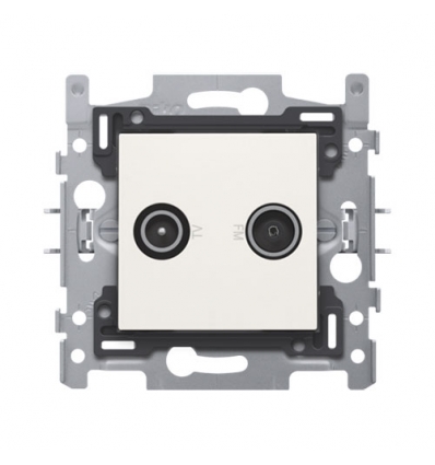 Niko 2 enkelvoudige coaxaansluitingen voor tv en FM, sokkel en afwerkingsset white - 101-69500