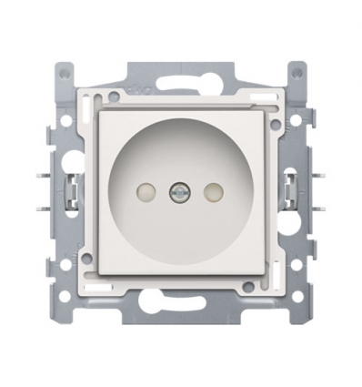 Niko Stopcontact zonder aarding met beschermingsafsluiters, inbouwdiepte 21 mm, sokkel met schroefklemmen en afwerkingsset white