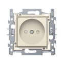 Niko Stopcontact zonder aarding met beschermingsafsluiters, inbouwdiepte 21 mm, sokkel met schroefklemmen en afwerkingsset cream