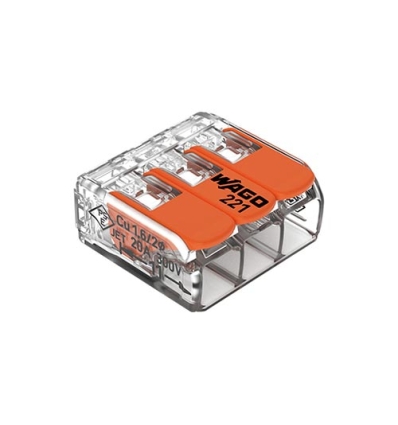 Wago Borne COMPACT UNIVERSELLE pour tout type de câbles 3 x 0,2-4mm² - 50 pièces - 221-413