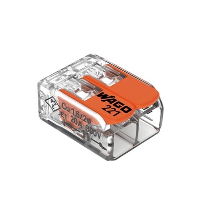 Wago Borne COMPACT UNIVERSELLE pour tout type de câbles 2 x 0,2-4mm² - 100 pièces - 221-412