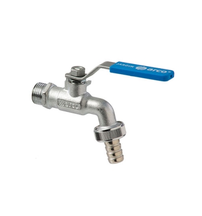 Arco robinet de service double à bille avec levier (bleu) MM 1/2 x 3/4 - nikclé - avec raccord cannelé