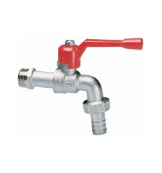 Cimberio CIM 34 dubbeldienstbolkraan met hendel (rood) MM 3/4 x 3/4 - vernikkeld - met tuinslangkoppeling