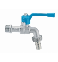 Cimberio CIM 34 robinet de service double à bille avec levier (bleu) MM 1/2 x 3/4 - nikclé - avec raccord cannelé