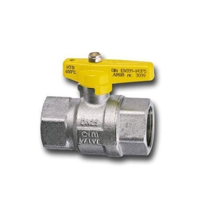 Cimberio CIM 802FP gasbolkraan met vlindergreep (geel) FF 1/2 x 1/2 - KVBG gekeurd