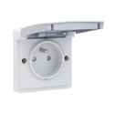 Niko Prise de courant, étanche aux projections d'eau 16 A/250 Vac avec broche de terre, obturateurs de protection et avec bornes