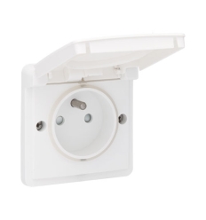 Niko Prise de courant étanche aux projections d'eau 16 A/250 Vac avec broche de terre, obturateurs de protection et avec bornes 