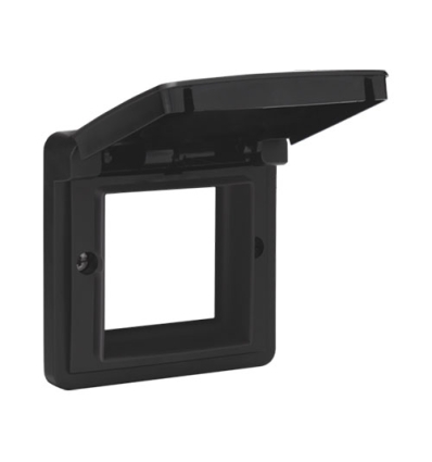 Niko Cadre d’adaptation avec clapet pour fonctions 45 x 45 mm dans des boîtes de montage étanches, black - 761-85000