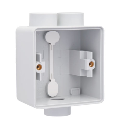 Niko Spuitwaterdichte enkelvoudige opbouwdoos met één tweevoudige M20-ingang én één enkelvoudige M20-ingang voor één functie