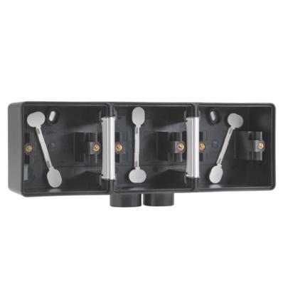Niko Triple boîte en saillie horizontal étanche aux projections d'eau avec une entrée M20 double pour trois fonctions, black    