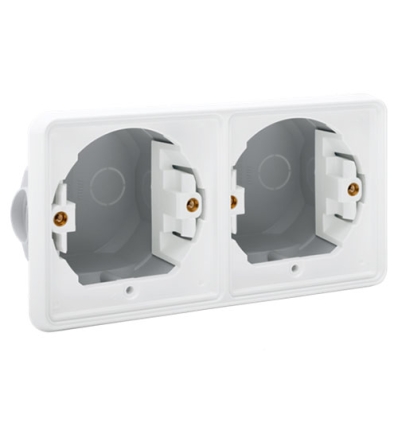 Niko Spuitwaterdichte tweevoudige horizontale inbouwdoos voor twee functies, white - 701-75000