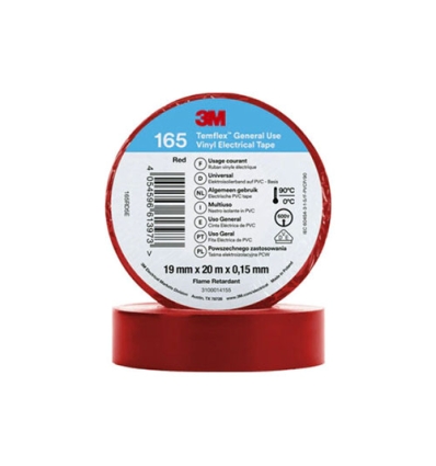 3M Ruban électrique vinyle Temflex 165, Rouge, 19mm x 20m