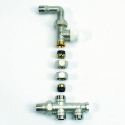Begetube 2xØ1/2"+2xM24 set à trois voies avec vannes droite + coude, thermostatisable, pour connexion au sol, 50% - 110210052