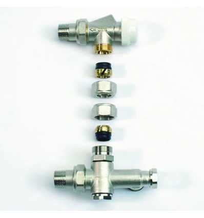 Begetube 2xØ1/2"+2xM24 driewegset met haaks omgekeerde bovenkraan, thermostatiseerbaar, voor muuraansluiting, 50% - 110130052