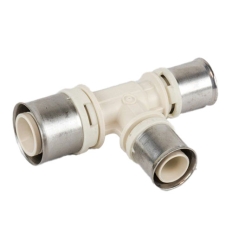 Begetube Ø26 x 20 x 20 T-stuk middelste en zijaansluiting verkleind - Alpex perskoppeling in kunststof (PPSU) - 88626355