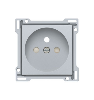 Niko Afwerkingsset voor stopcontact met penaarde en beschermingsafsluiters, inbouwdiepte 28,5 mm, sterling - 121-66601