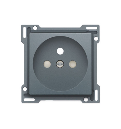 Niko Afwerkingsset voor stopcontact met penaarde en beschermingsafsluiters, inbouwdiepte 28,5 mm, steel grey coated - 220-66601