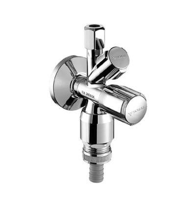 Schell Comfort robinet d'arret equerre 1/2" chrome combi BELGAQUA avec clapet anti-retour et raccord pour lessiveuse - 035490699