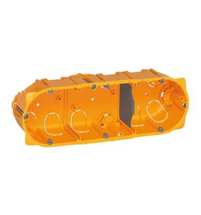 Legrand Batibox boîte d'encastrement multipostes entraxe 71 mm pour cloisons creuses - 3 postes - profondeur 40 mm - 080043