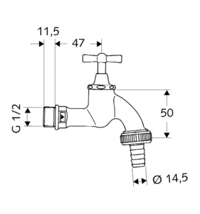 Schell DN 15 G 1/2" M dienstkraan chroom met krukhendel - 034050699