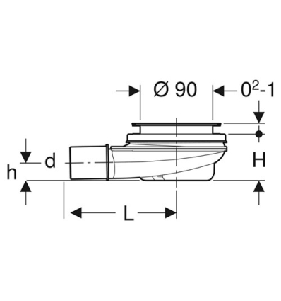 Geberit siphon de douche Ø90, avec cache pour ouverture d'évacuation chromé, garde d'eau 30 mm, sortie en PE - 150.583.21.1