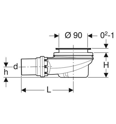 Geberit siphon de douche Ø90, avec cache pour ouverture d'évacuation chromé, garde d'eau 50 mm, sortie en PE - 150.551.21.1