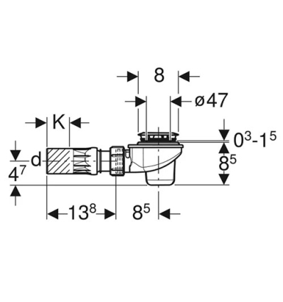 Geberit siphon de douche Ø52, avec cache pour ouverture d'évacuation chromé brilliant - 150.681.21.1