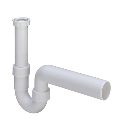 Viega siphon tubulaire 6/4" x 40 mm - pour évier, plastique blanc, ecoulement horizontal - 105716