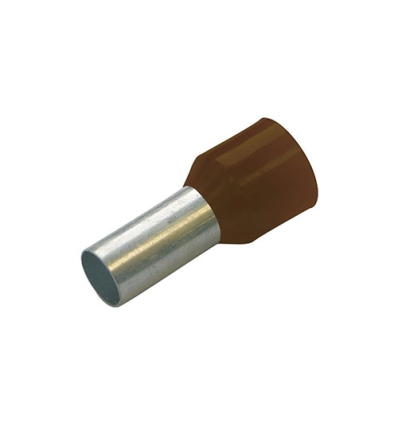 Embout de câblage, isolé, 10mm², L 12mm, marron couleur française, DIN46228-4 - 100 pièces