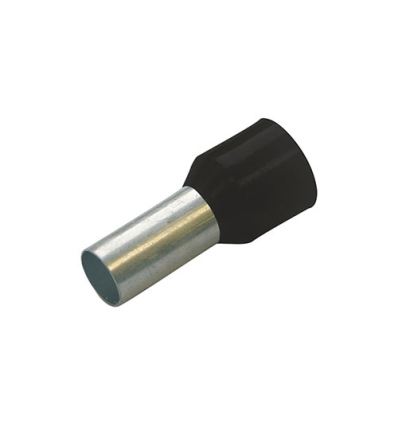 Embout de câblage, isolé, 1,5mm², L 8mm, noir couleur française, DIN46228-4 - 100 pièces