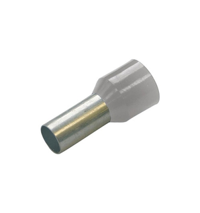 Embout de câblage, isolé, 2,5mm², L 8mm, gris couleur française, DIN46228-4 - 100 pièces