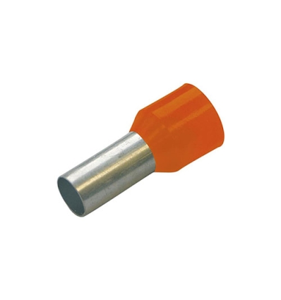 Embout de câblage, isolé, 4mm², L 10mm, orange couleur française, DIN46228-4 - 100 pièces
