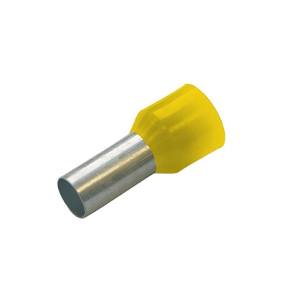 Embout de câblage, isolé, 0,25mm², 6mm, jaune couleur française, DIN46228-4 - 100 pièces