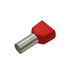 Embout twin 2 conducteurs rouge isolé PP 2 x 1mm² 8mm DIN +105°C - 100 pièces