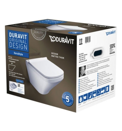Duravit DuraStyle toilette suspendue PACK Rimless (toilette suspendue + siège avec softclose) sans rebord - blanc - B370xD540 mm