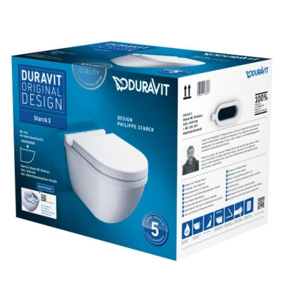 Duravit Starck 3 toilette suspendue PACK Rimless (toilette suspendue + siège avec softclose) sans rebord - blanc - 45270900A1