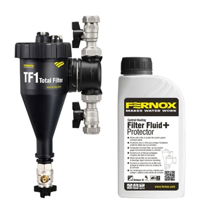 Fernox TF1 Total Filter 4/4" x 4/4" vuilafscheider met magneet - met filter fluid 500 ml - 59918