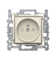 Niko Prise de courant avec broche de terre et obturateurs de protection, profondeur d’encastrement de 21 mm, socle avec bornes..