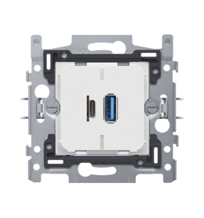 Niko Dubbele smart USB-A en USB-C lader, sokkel 60x71, klauwbevestiging - 420-00512