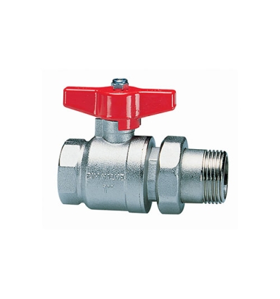 Cimberio CIM 346 vanne à bille 1/2" x 1/2" MF avec levier papillon rouge et raccord en 2 pieces