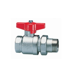 Cimberio CIM 346 vanne à bille 3/4" x 3/4" MF avec levier papillon rouge et raccord en 2 pieces