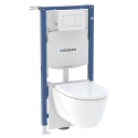 Geberit Systemfix set element voor hang-wc, 112 cm, met Sigma inbouwreservoir, Sigma30 bedieningsplaat en iCon hang-wc Rimfree