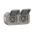 Legrand Plexo Prise 2x2P+T horizontal complet IP55 IK08 gris - 069768L