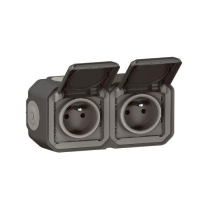 Legrand Plexo Prise 2x2P+T horizontal complet IP55 IK08 anthracite - 069788L
