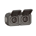 Legrand Plexo Prise 2x2P+T horizontal complet IP55 IK08 anthracite - 069788L