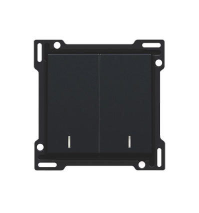 Niko Afwerkingsset met dubbele lens voor serieschakelaar, dubbele wisselschakelaar of dubbele drukknop, black coated - 161-61507
