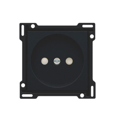 Niko Afwerkingsset voor stopcontact zonder aarding met beschermingsafsluiters, inbouwdiepte 21 mm, black coated - 161-66501